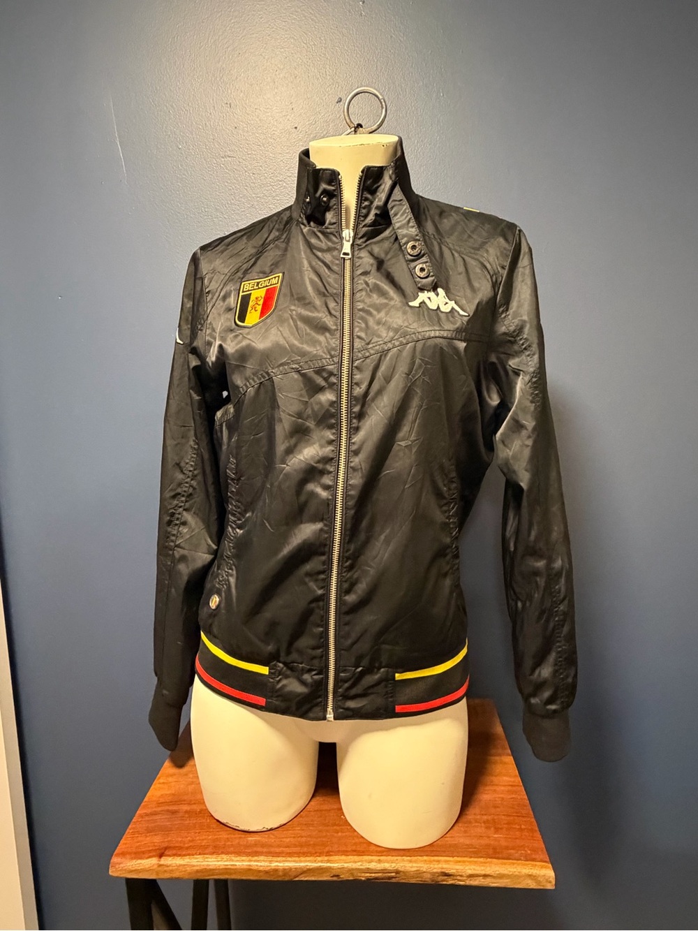 Kappa Black Bomber Jacket with Belgium Crest Men’s S / Women’s M